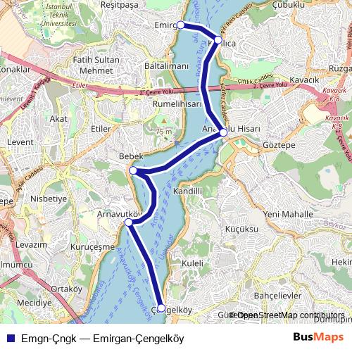 Emgn-Çngk ferry Line Map