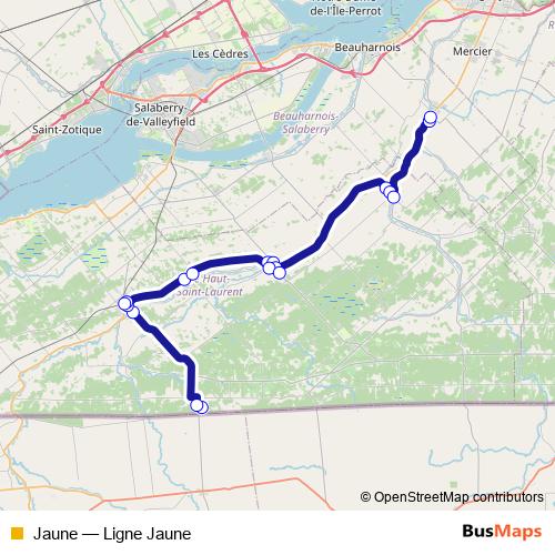 Jaune bus Line Map