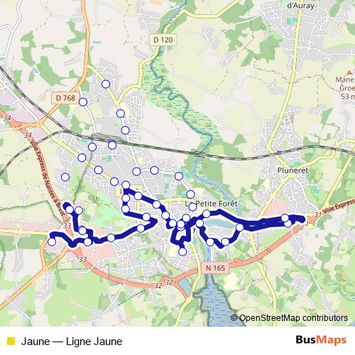 Jaune bus Line Map