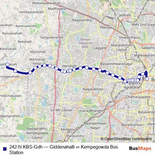 242-N KBS-Gdh bus Line Map