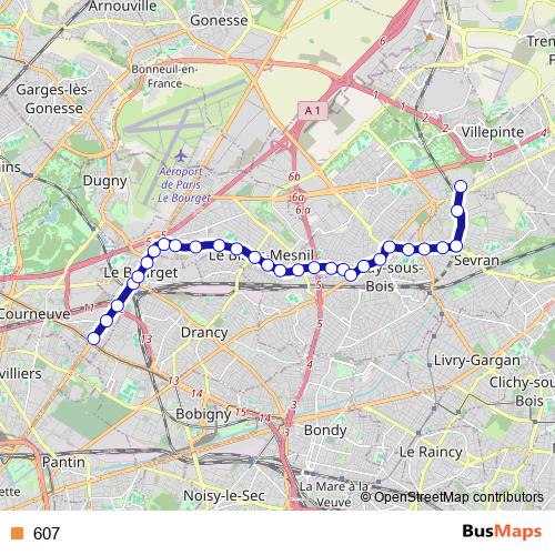 607 bus Line Map