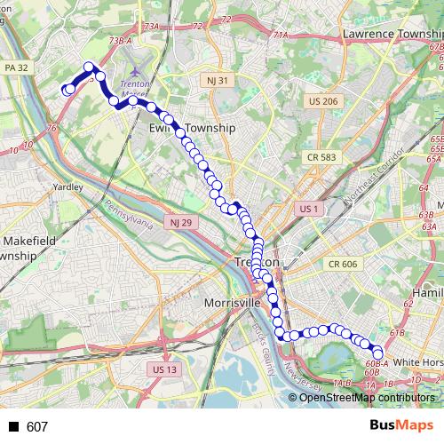 607 bus Line Map