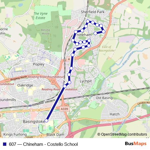 607 bus Line Map