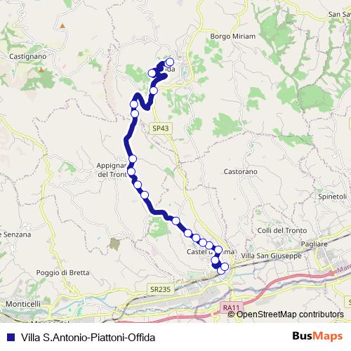 Villa S.Antonio-Piattoni-Offida bus Line Map