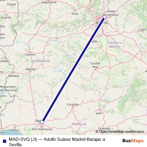 MAD-SVQ (Jl) air Line Map