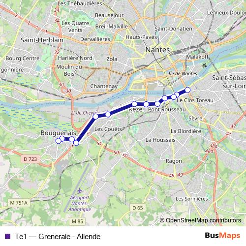 Te1 bus Line Map