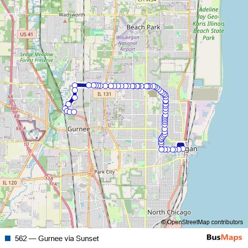 562 bus Line Map