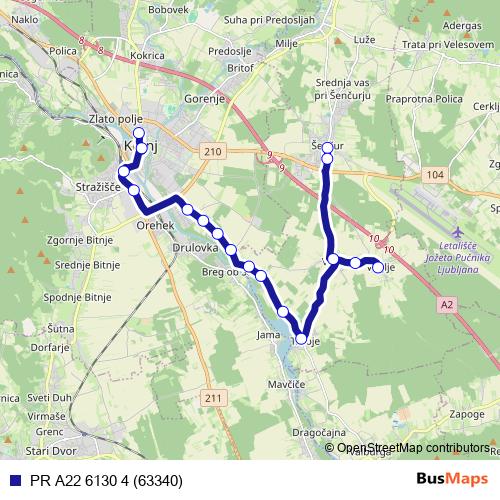 PR A22 6130 4 (63340) bus Line Map