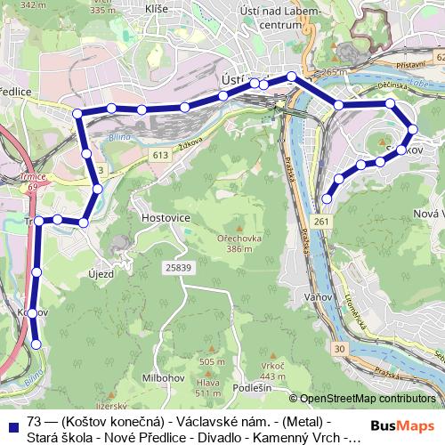73 trolleybus Line Map