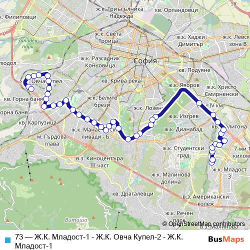 73 trolleybus Line Map