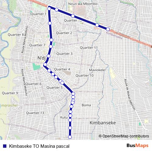 Kimbaseke TO Masina pascal bus Line Map