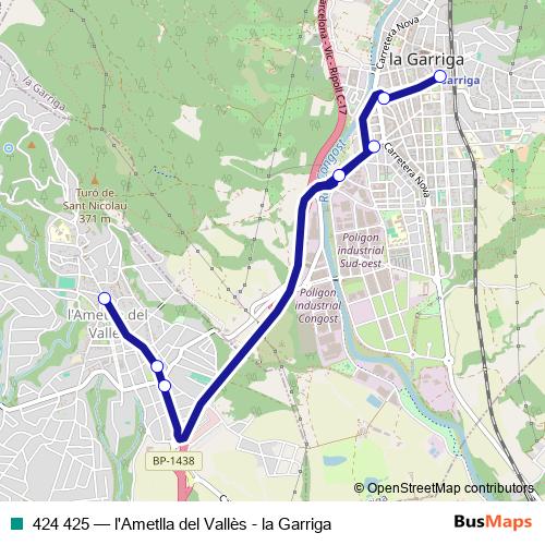 424 425 bus Line Map