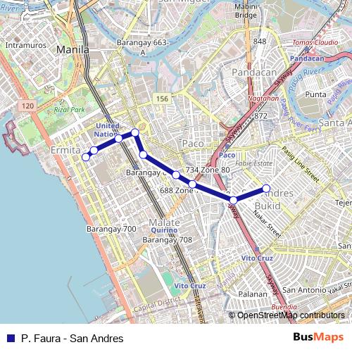 P. Faura - San Andres bus Line Map