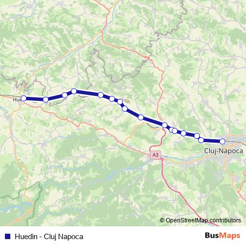 Huedin - Cluj Napoca bus Line Map