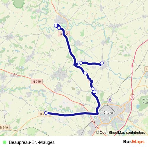 Beaupreau-EN-Mauges bus Line Map