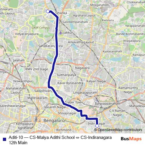 Aditi-10 bus Line Map