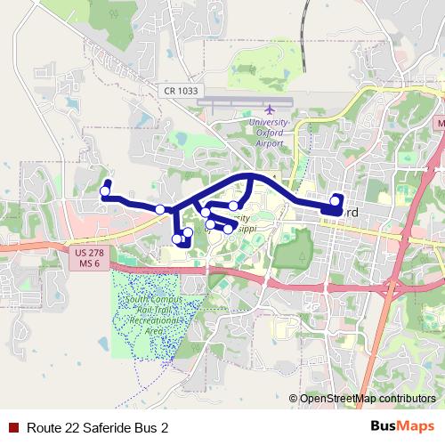 Route 22 Saferide Bus 2 bus Line Map