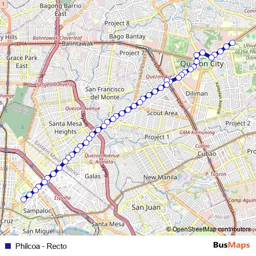 Philcoa - Recto bus Line Map