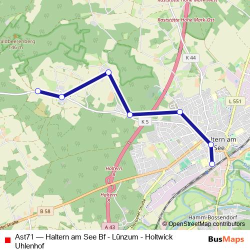 Ast71 bus Line Map