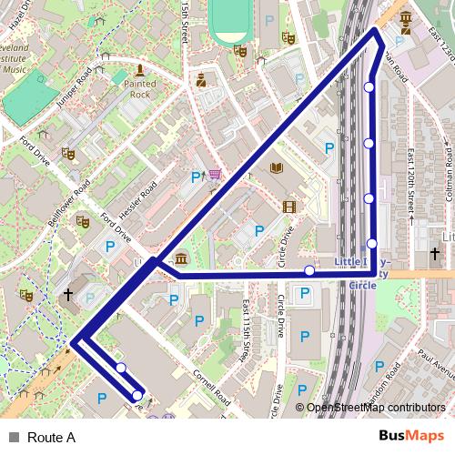 Route A bus Line Map