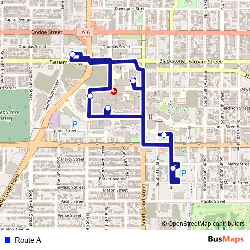Route A bus Line Map