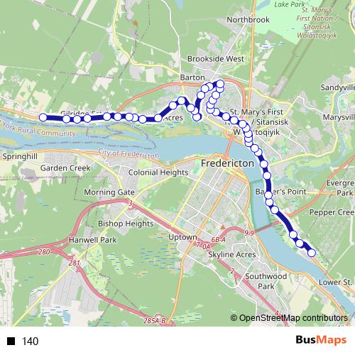 140 bus Line Map