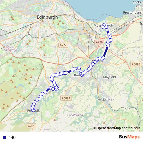 140 bus Line Map