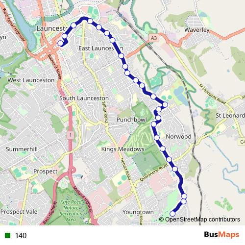 140 bus Line Map