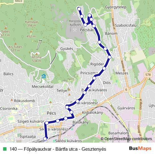 140 bus Line Map