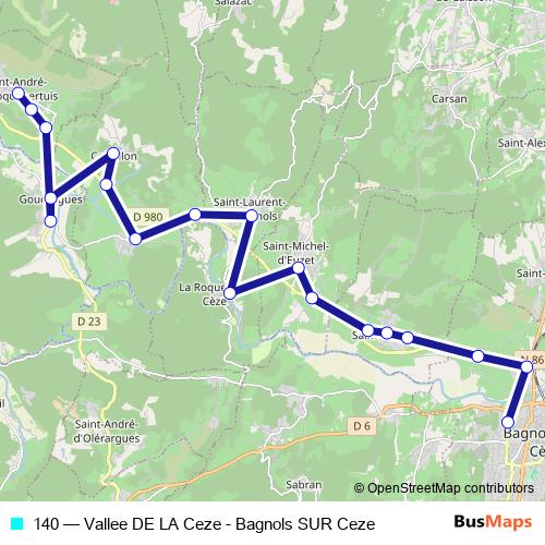 140 bus Line Map