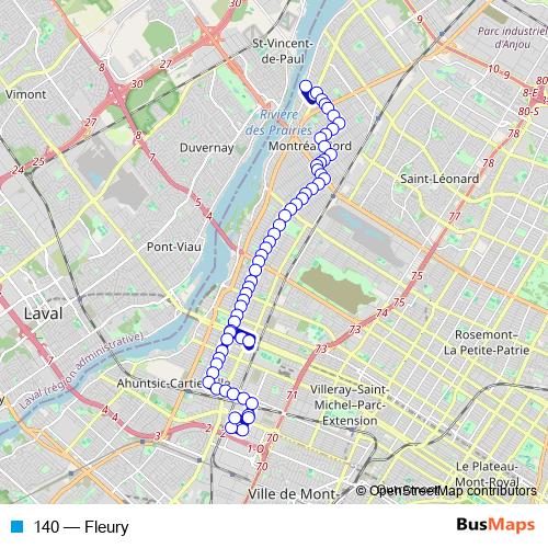 140 bus Line Map