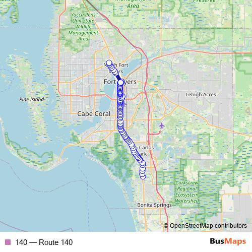 140 bus Line Map