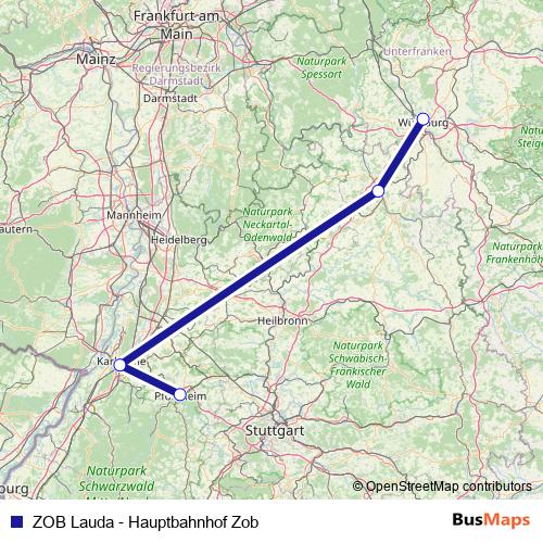 ZOB Lauda - Hauptbahnhof Zob rail Line Map