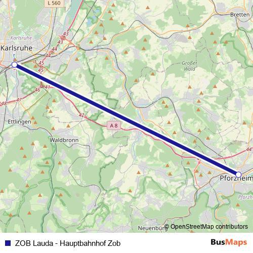 ZOB Lauda - Hauptbahnhof Zob rail Line Map