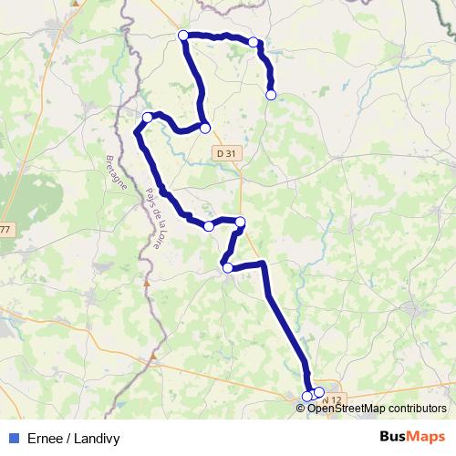 Ernee / Landivy bus Line Map