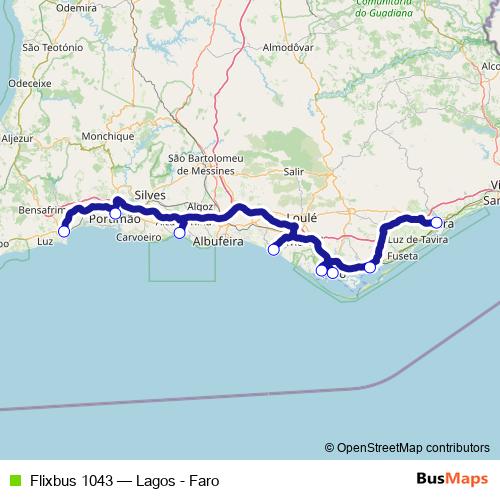 Flixbus 1043 bus Line Map