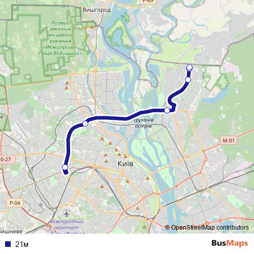 21м bus Line Map