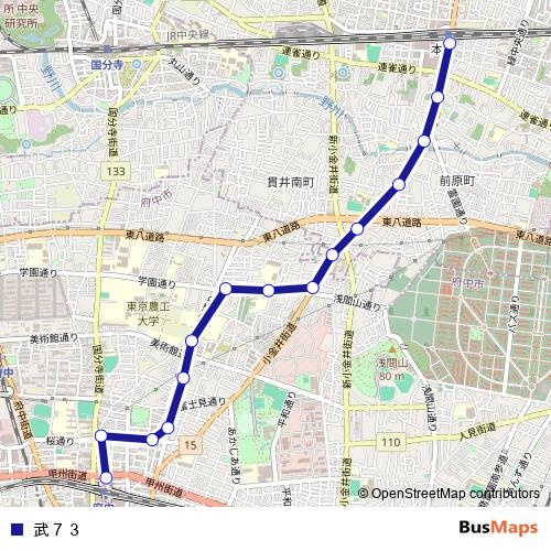 武７３ bus Line Map