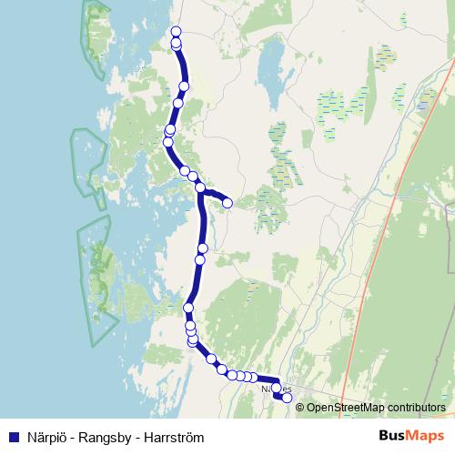 Närpiö - Rangsby - Harrström bus Line Map