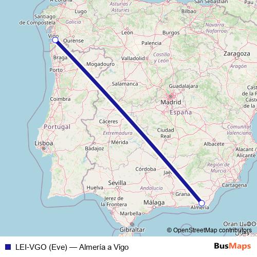 LEI-VGO (Eve) air Line Map