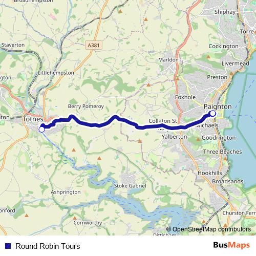 Round Robin Tours bus Line Map