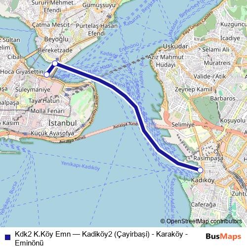 Kdk2 K.Köy Emn ferry Line Map