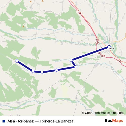 Alsa - tor-bañez bus Line Map