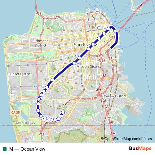 M tram Line Map