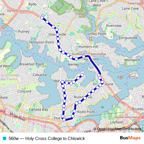 560w bus Line Map