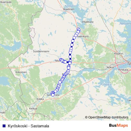 Kyröskoski - Sastamala bus Line Map