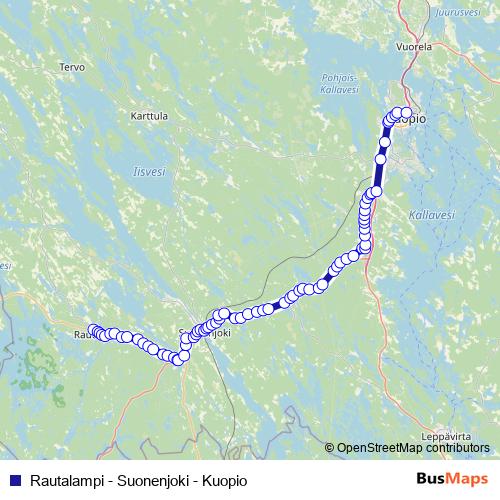 Rautalampi - Suonenjoki - Kuopio bus Line Map