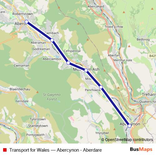 Transport for Wales bus Line Map