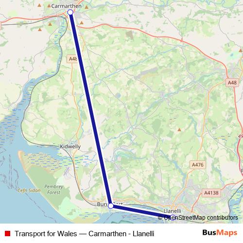 Transport for Wales bus Line Map