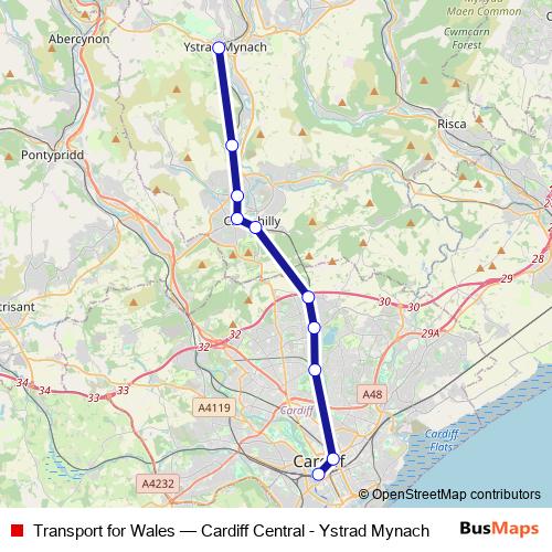 Transport for Wales bus Line Map